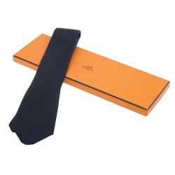 Pre Owned Hermes Black Silk Tie