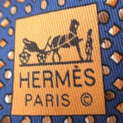 Pre Owned Hermes Blue Polka Dot Printed Silk Tie