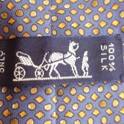 Pre Owned Hermes Blue Polka Dot Printed Silk Tie