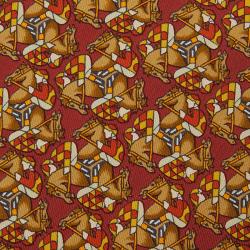 Pre Owned Hermes Red Silk Equestrian Print Tie