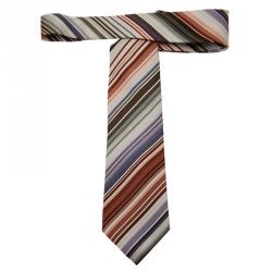 Pre Owned Hermes Mutlicolor Striped Silk Tie