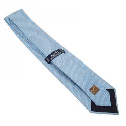 Pre Owned Hermes Blue Silk H Logo Tie 