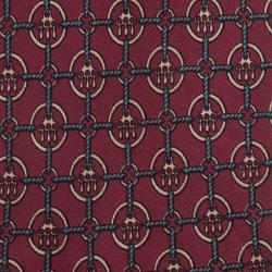 Pre Owned Hermes Burgundy Printed Silk Tie