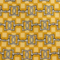 Pre Owned Hermes Yellow and Grey Printed Silk Tie