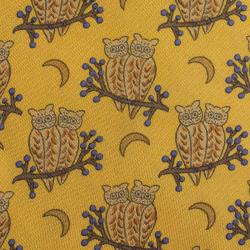 Pre Owned Hermes Yellow Owl and Moon Printed  Silk Tie