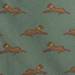 Pre Owned Hermes Green Greyhound Printed Silk Tie