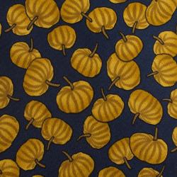Pre Owned Hermes Dark Blue Pumpkin Print Silk Tie