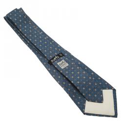 Pre Owned Hermes Blue Printed Silk Tie