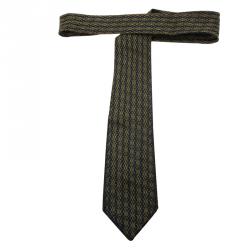 Pre Owned Hermes Yellow and Blue Woven Silk Tie