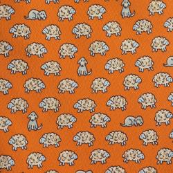 Pre Owned ربطة عنق هيرمس حرير برتقالي مطبوع نقشة خراف وكلب