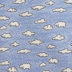 Pre Owned Hermes Light Blue Clouds and Birds Print Silk Tie