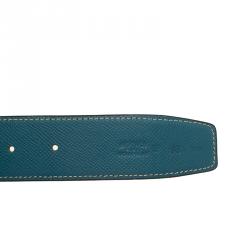 Pre Owned Hermes Blue and Yellow Constance Reversible Belt Size 95 CM