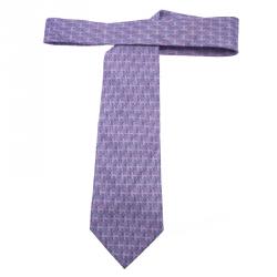Pre Owned Hermes Purple H Logo Woven Silk Tie