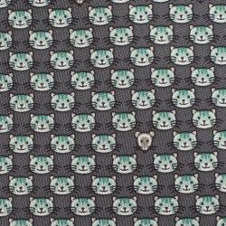 Pre Owned Hermes Grey Cat and Mouse Print Silk Tie