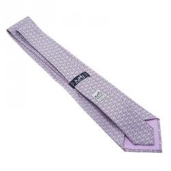 Pre Owned Hermes Lilac Printed Silk Tie