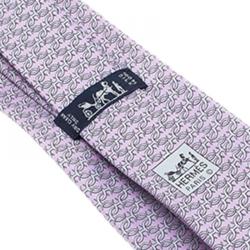 Pre Owned Hermes Lilac Printed Silk Tie