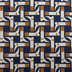 Pre Owned Hermes Blue H Boots Print Silk Tie
