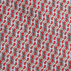 Pre Owned Hermes Red & Grey H Printed Silk Tie