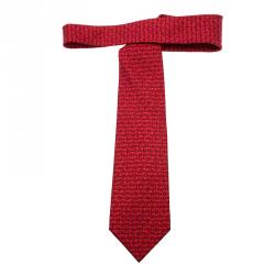 Pre Owned Hermes Red Printed Silk Tie