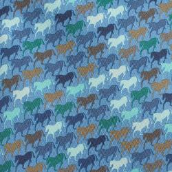 Pre Owned Hermes Blue Horse Print Silk Tie