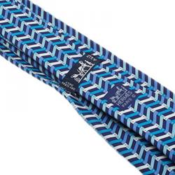 Pre Owned Hermes Blue Printed Silk Tie