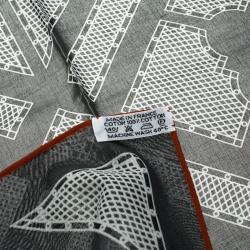 Pre Owned Hermes Sellier Grey Printed Cotton Hermes Sellier Pocket Square