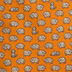 مملوكة مسبقًا Hermes Orange Sheep and Dog Print Silk Tie