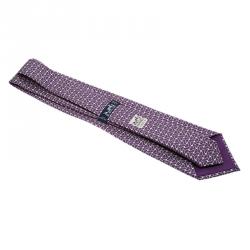Pre Owned Hermes Purple Printed Tie
