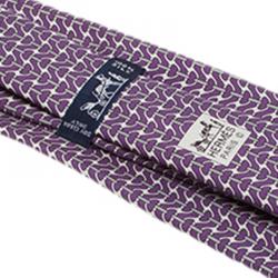 Pre Owned Hermes Purple Printed Tie