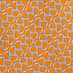 Pre Owned Hermes Orange Printed Silk Tie