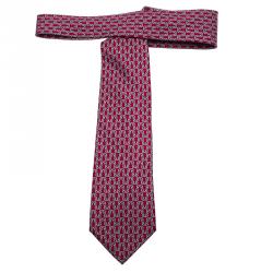 Pre Owned Hermes Red Printed Silk Tie