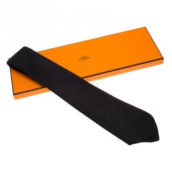 Pre Owned Hermes Black Silk Tie