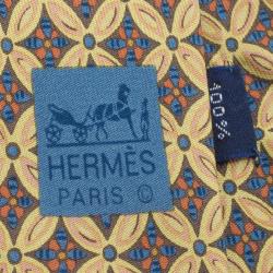 Pre Owned Hermes Multicolor Diamond Printed Silk Tie