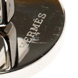 Hermes H Orange Floral Enamel Palladium Plated Cufflinks