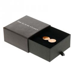 Hermes H Orange Floral Enamel Palladium Plated Cufflinks