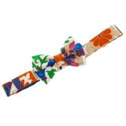 Pre Owned Hermes Multicolor Printed Silk Narrow Bow Tie