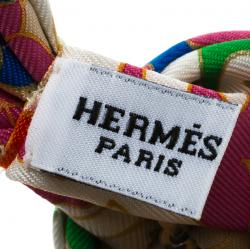 Pre Owned Hermes Multicolor Printed Silk Narrow Bow Tie