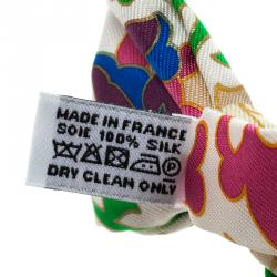 Pre Owned Hermes Multicolor Printed Silk Narrow Bow Tie
