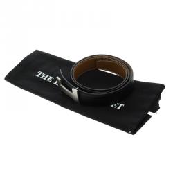 Pre Owned Hermes Black/Brown Box and Epsom Leather Quizz Buckle Belt 85 CM