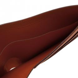 Hermes Orange Leather Bi-Fold Wallet 