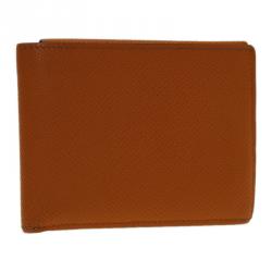 Hermes Orange Leather Bi-Fold Wallet 