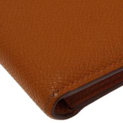 Hermes Orange Leather Bi-Fold Wallet 