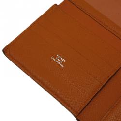 Hermes Orange Leather Bi-Fold Wallet 