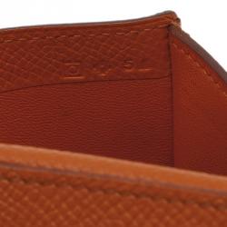 Hermes Orange Leather Bi-Fold Wallet 