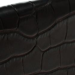 Hermes Dark Brown Alligator Bi Fold Wallet