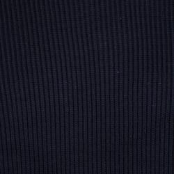 Hermes Navy Blue Chunky Knit Wool Contrast Trim Crew Neck Sweater 3XL
