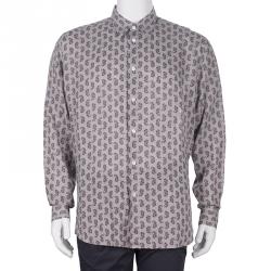 Hermes Men's Beige Printed Shirt L