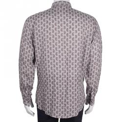 Hermes Men's Beige Printed Shirt L
