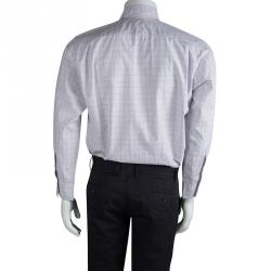 Hermes Checked Cotton Long Sleeve Button Down Shirt L