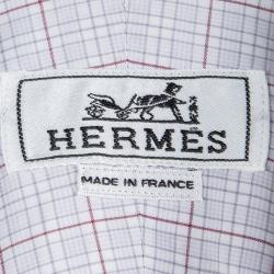 Hermes Checked Cotton Long Sleeve Button Down Shirt L
